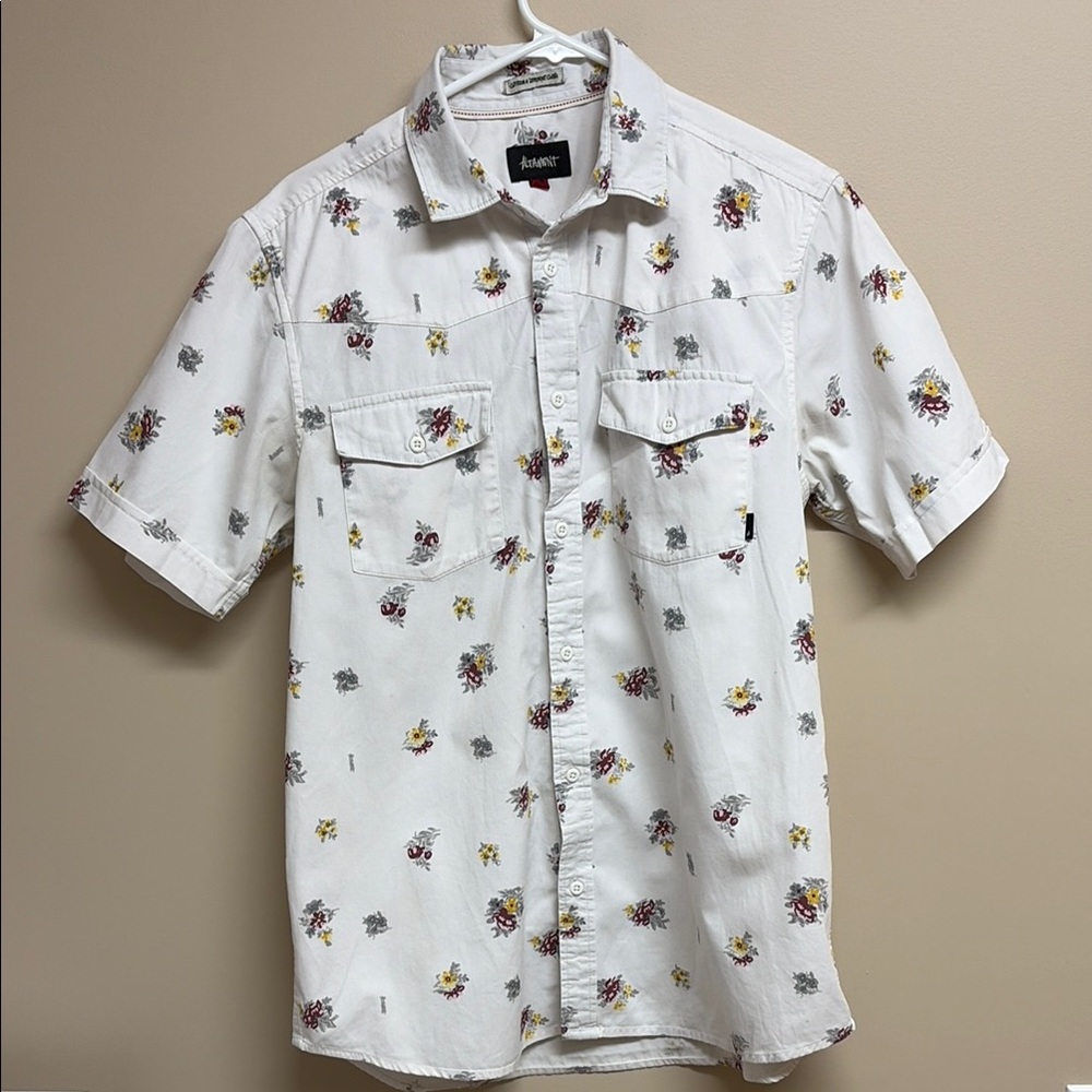 Men's White Floral Short Sleeve Shirt